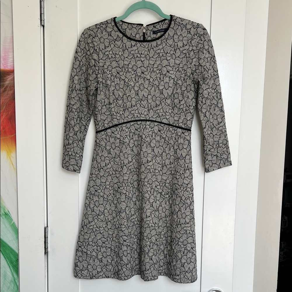 Tommy Hilfiger Black and Gray Long Sleeve Dress